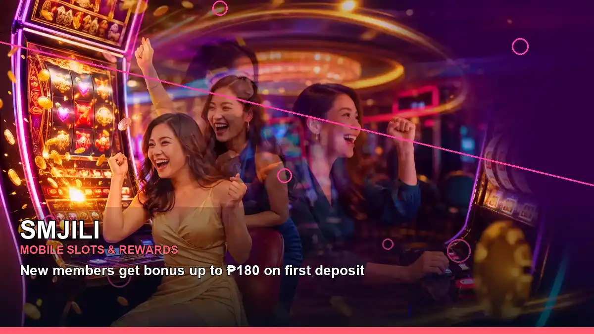 SMJILI neon-lit neon jackpot slot games in a panoramic reel layout for Philippine players