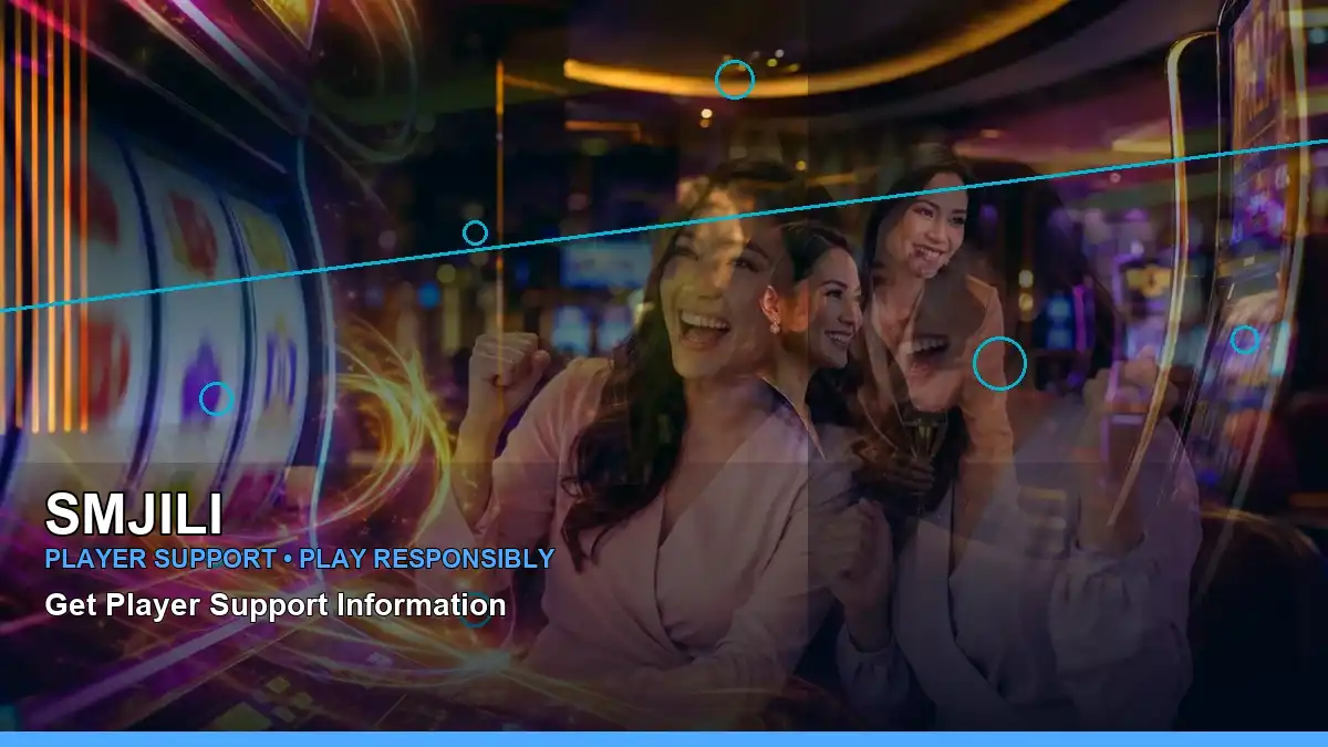 SMJILI mobile casino first deposit rewards featuring an adult Filipina casino host with a right-diagonal composition