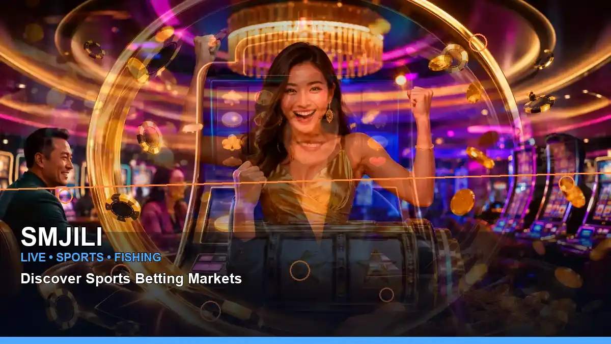 SMJILI casino cashback rewards featuring an adult Filipina casino host with a centered composition