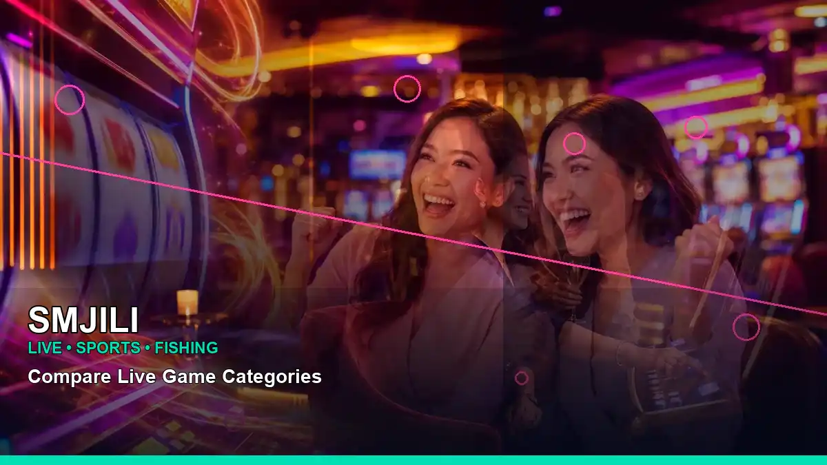 SMJILI right-diagonal neon jackpot slot games highlighting mobile-friendly casino play